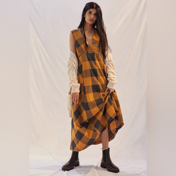 NWT ANTHROPOLOGIE Gingham Maxi Dress - Picture 2 of 14